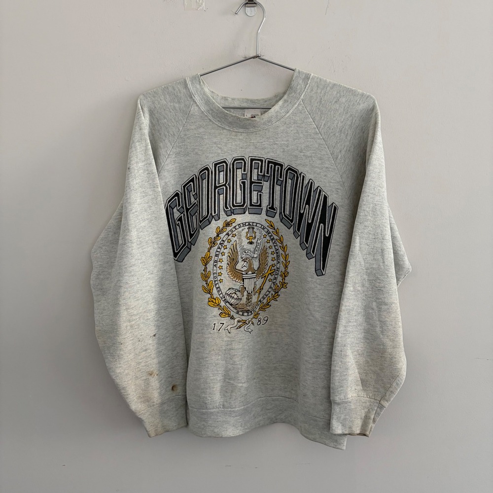 Vintage Fruit of the Loom Georgetown University Sweatshirt Grey Large USA